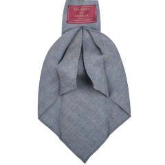 Dreaming of Monday Blue Herringbone 7-Fold Irish Linen Tie Open