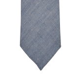 Dreaming of Monday Blue Herringbone 7-Fold Irish Linen Tie Tip