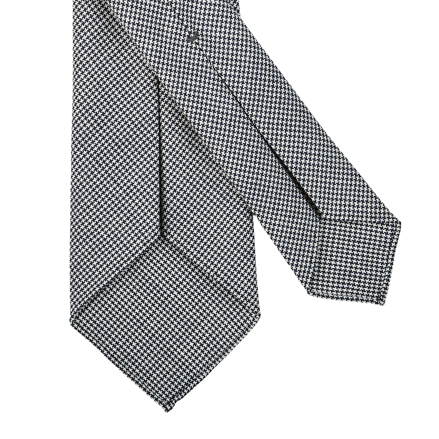 Dreaming of Monday Blue Houndstooth 7-Fold High Twist Wool Tie Back