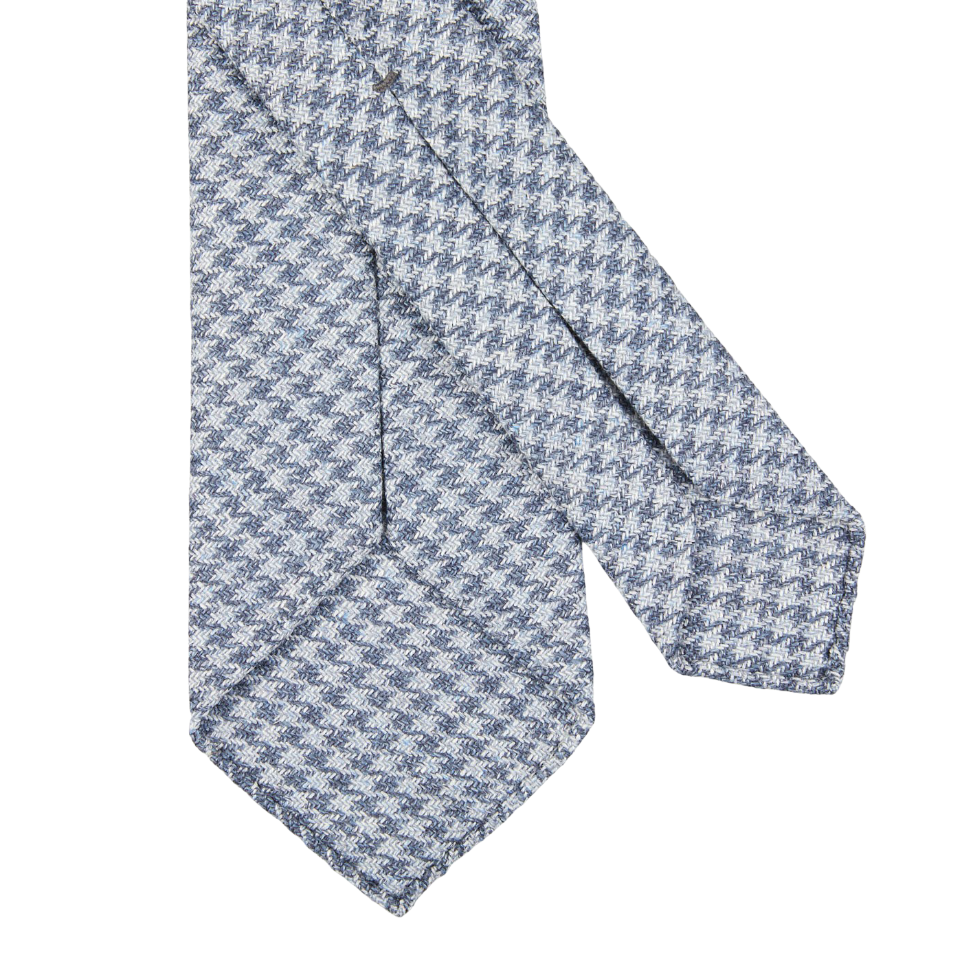 Dreaming of Monday Blue Houndstooth 7-Fold Wool Silk Linen Tie Back