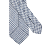 Dreaming of Monday Blue Houndstooth 7-Fold Wool Silk Linen Tie Back