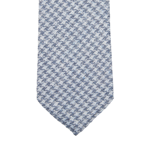 Dreaming of Monday Blue Houndstooth 7-Fold Wool Silk Linen Tie Feature