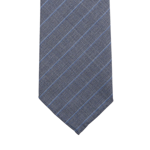 Dreaming of Monday Blue Pinstripe 7-Fold High Twist Wool Tie Tip