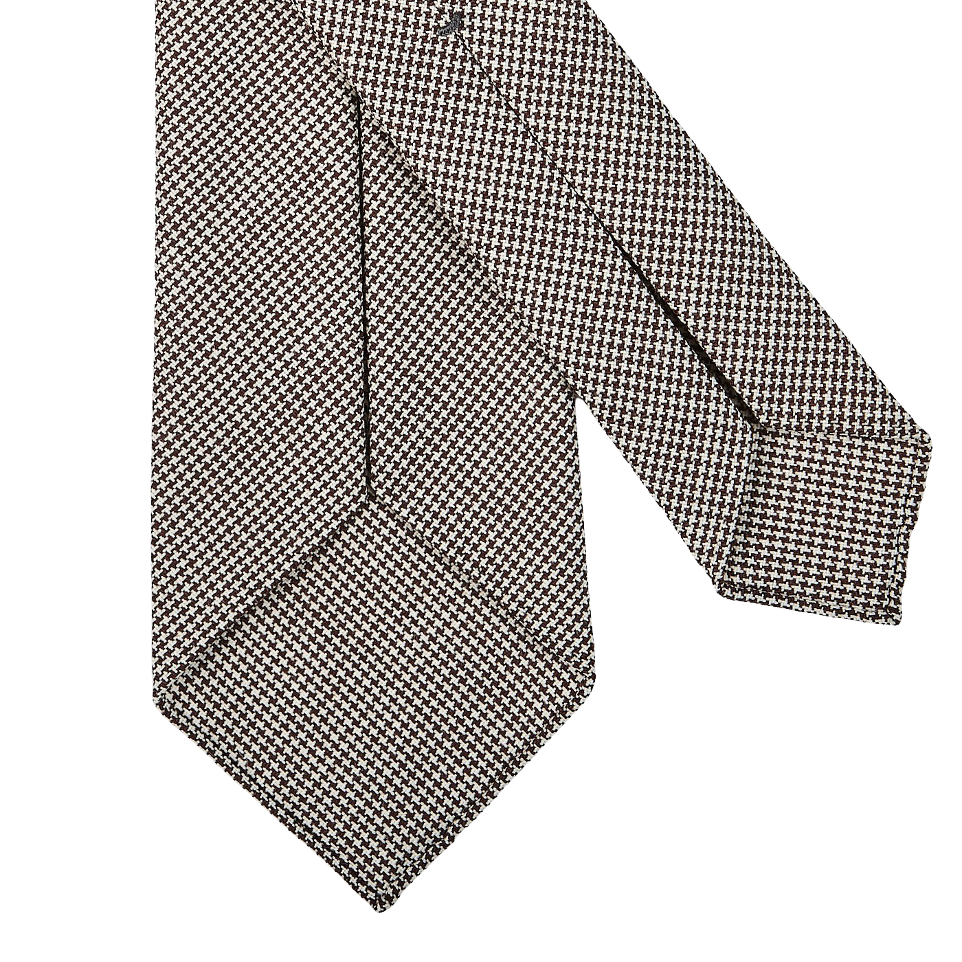 Dreaming of Monday Brown Houndstooth 7-Fold High Twist Wool Tie Back
