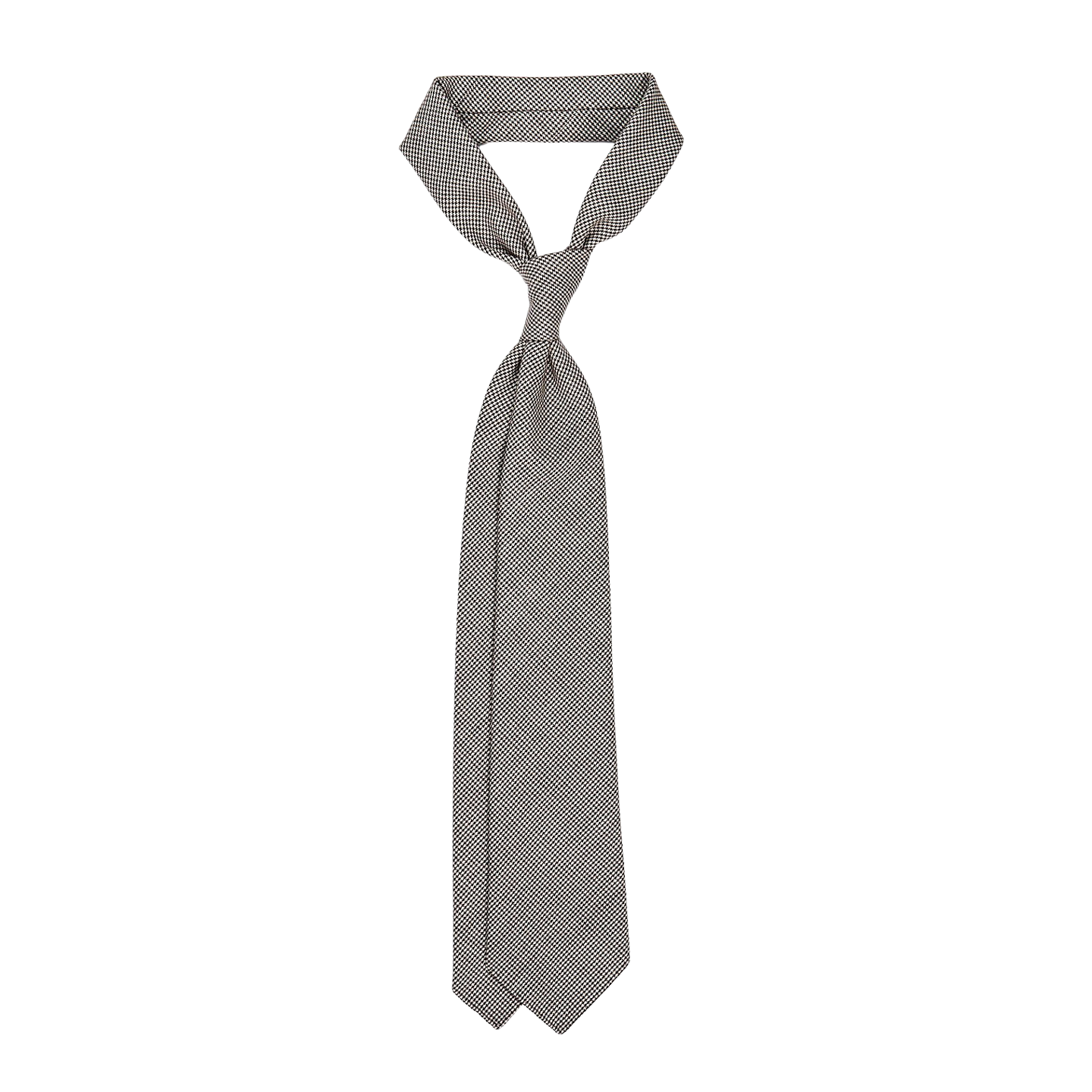 Dreaming of Monday Brown Houndstooth 7-Fold High Twist Wool Tie Feature