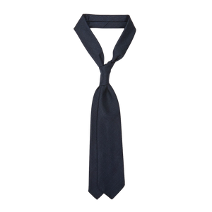 Dreaming of Monday Dark Blue 7-Fold High Twist Wool Tie Feature