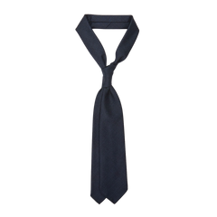 Dreaming of Monday Dark Blue 7-Fold High Twist Wool Tie Feature