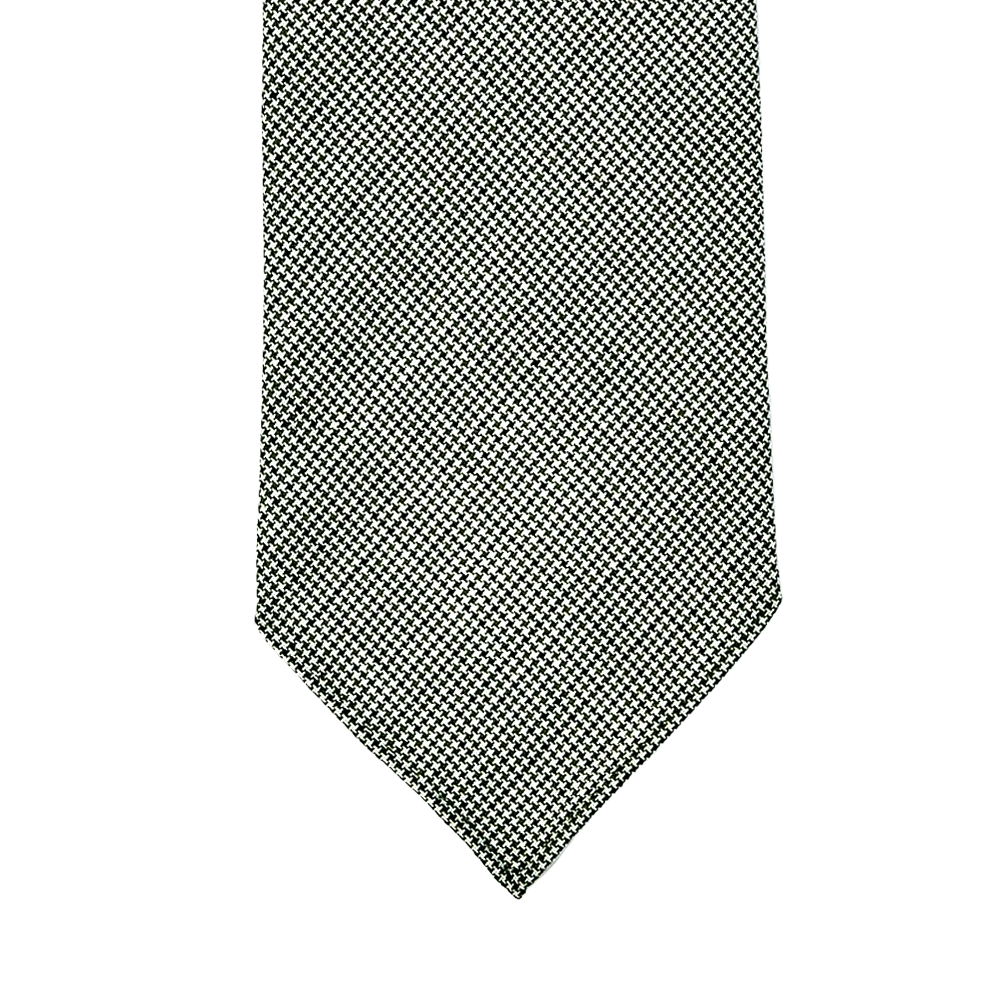Dreaming of Monday Green Micro Houndstooth 7-Fold Vintage Wool Tie Tip