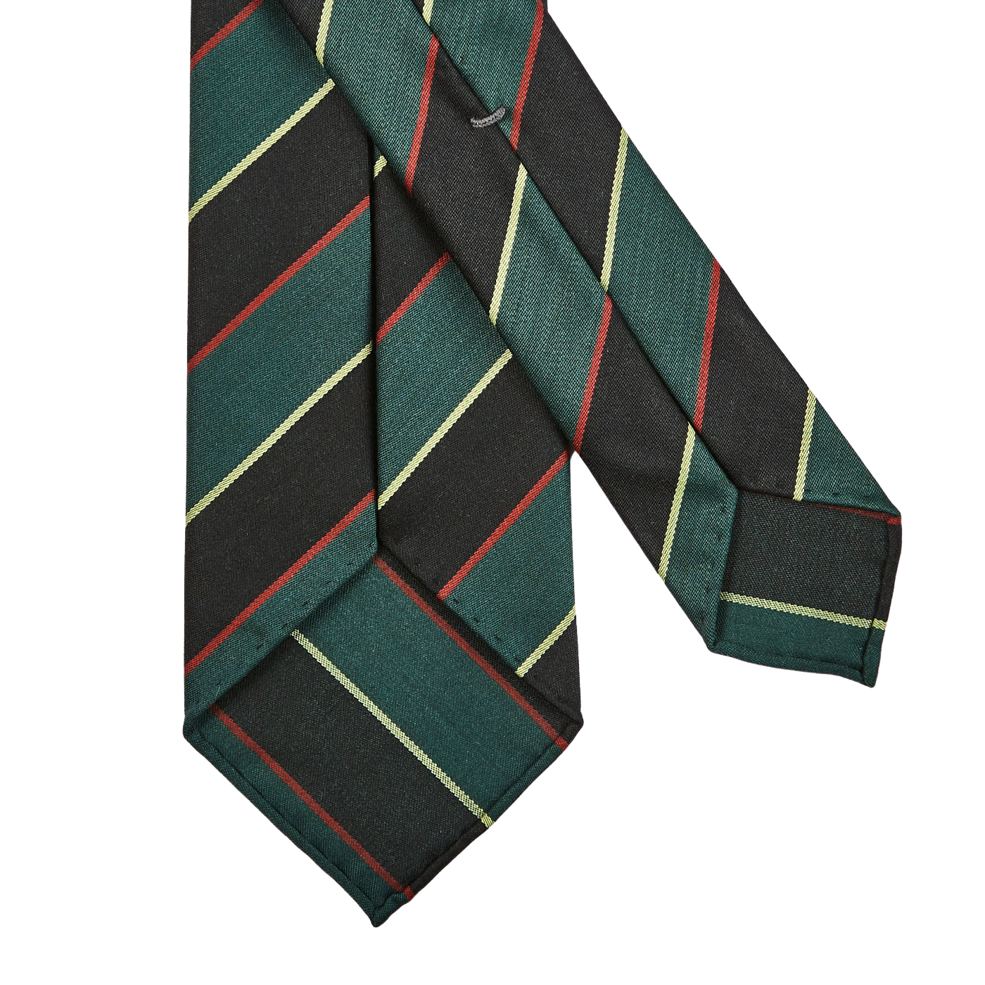 Dreaming of Monday Green Regimental Multi-Striped 7-Fold Wool Tie Back