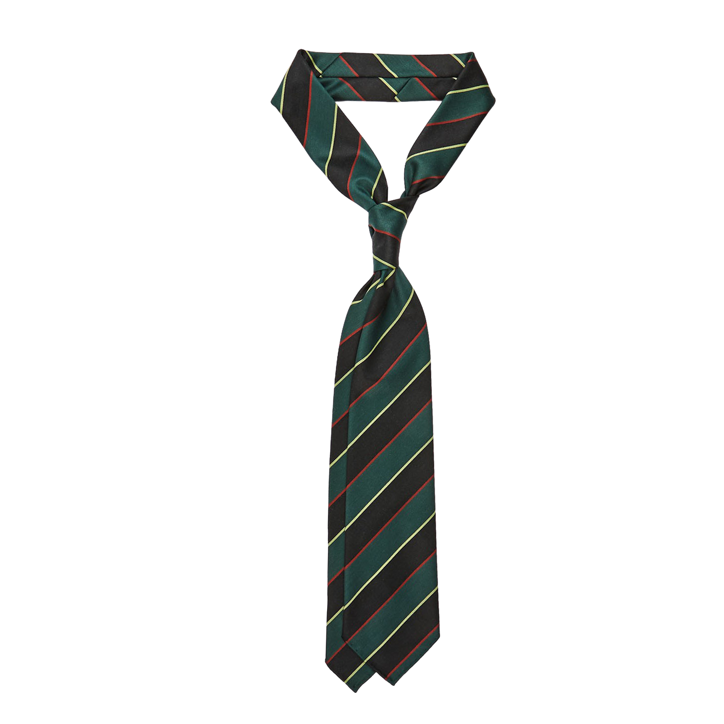 Dreaming of Monday Green Regimental Multi-Striped 7-Fold Wool Tie Feature