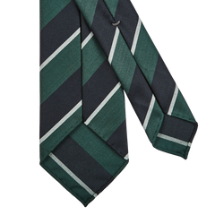 Dreaming of Monday Green Regimental Striped 7-Fold Wool Tie Back