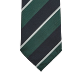 Dreaming of Monday Green Regimental Striped 7-Fold Wool Tie Tip