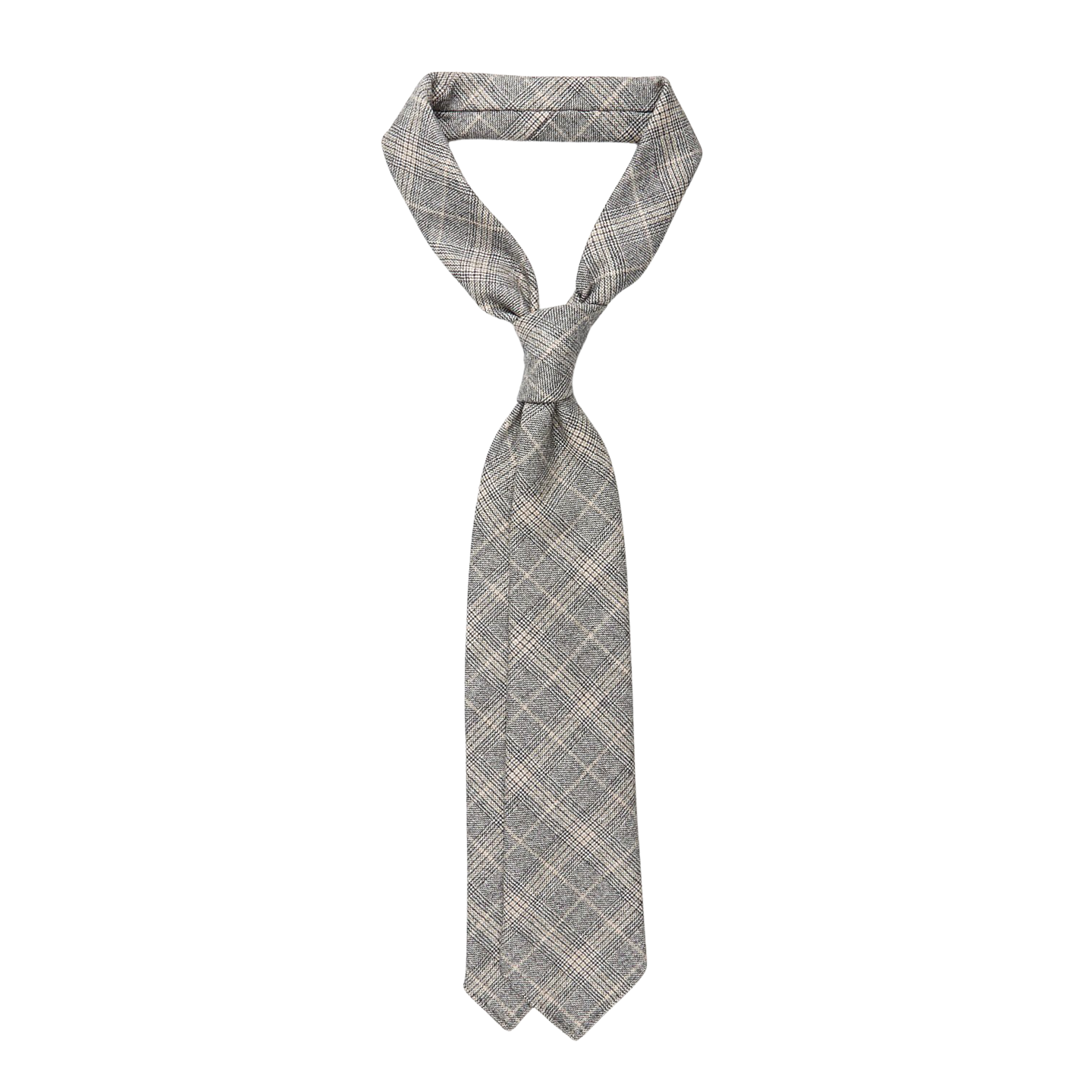 Dreaming of Monday Grey Checked 7-Fold Vintage Wool Flannel Tie Feature