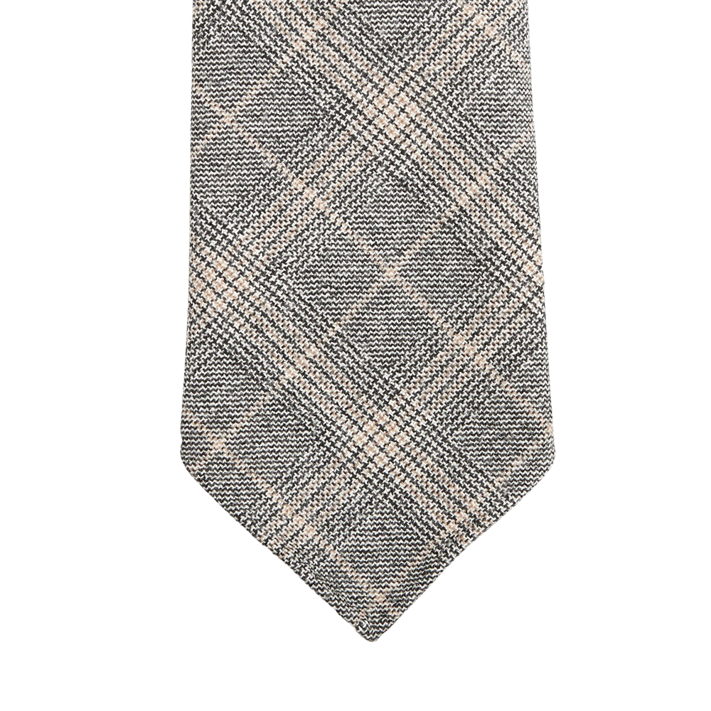 Dreaming of Monday Grey Checked 7-Fold Vintage Wool Flannel Tie Tip