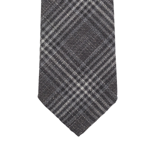 Dreaming of Monday Grey Checked 7-Fold Vintage Wool Tie Front