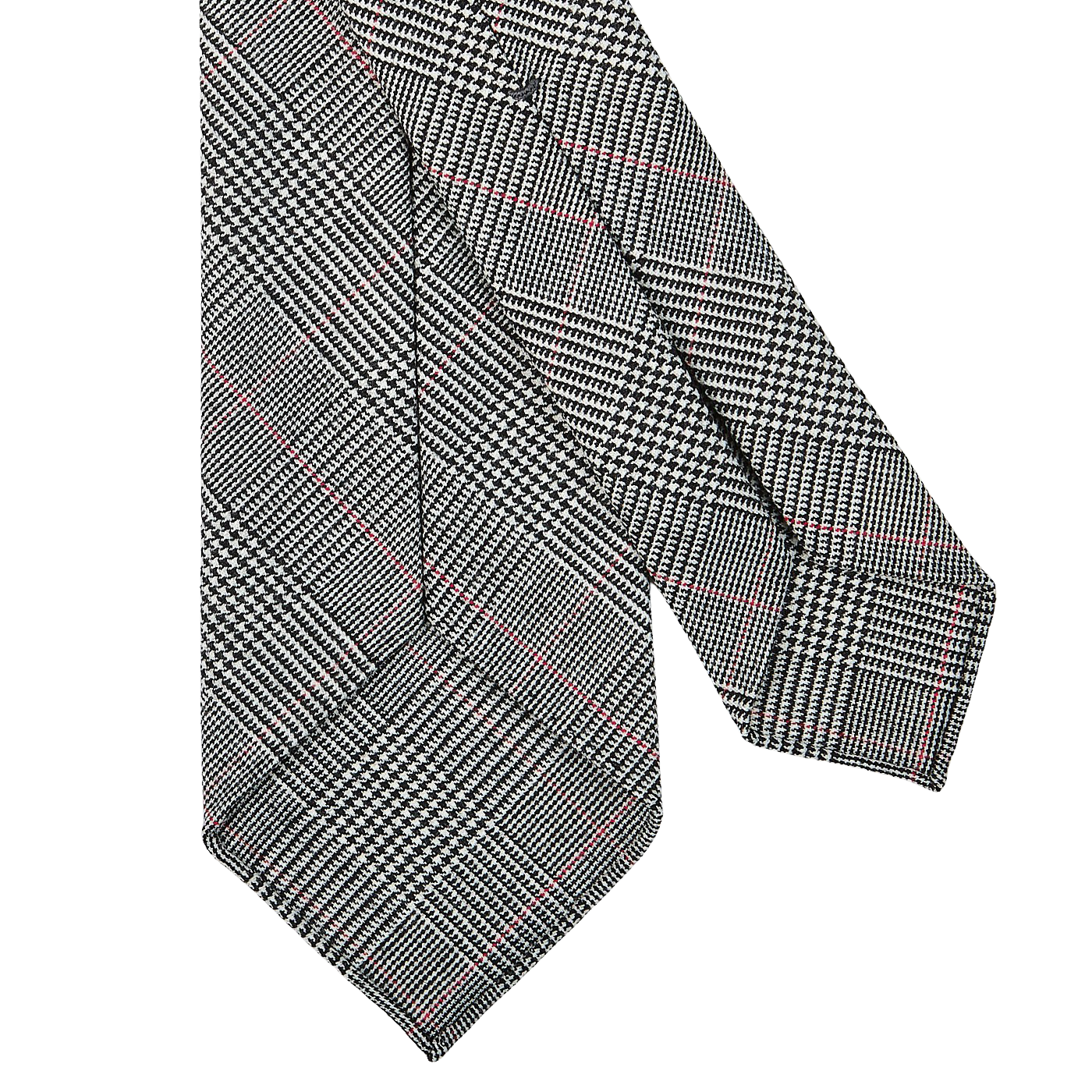Dreaming of Monday Grey Pink Checked 7-Fold Vintage Wool Tie Back