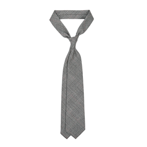 Dreaming of Monday Grey Pink Checked 7-Fold Vintage Wool Tie Feature