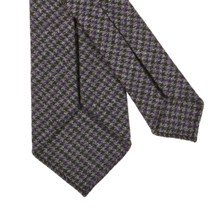 Dreaming of Monday Grey Purple Houndstooth 7-Fold Cashmere Tie Back