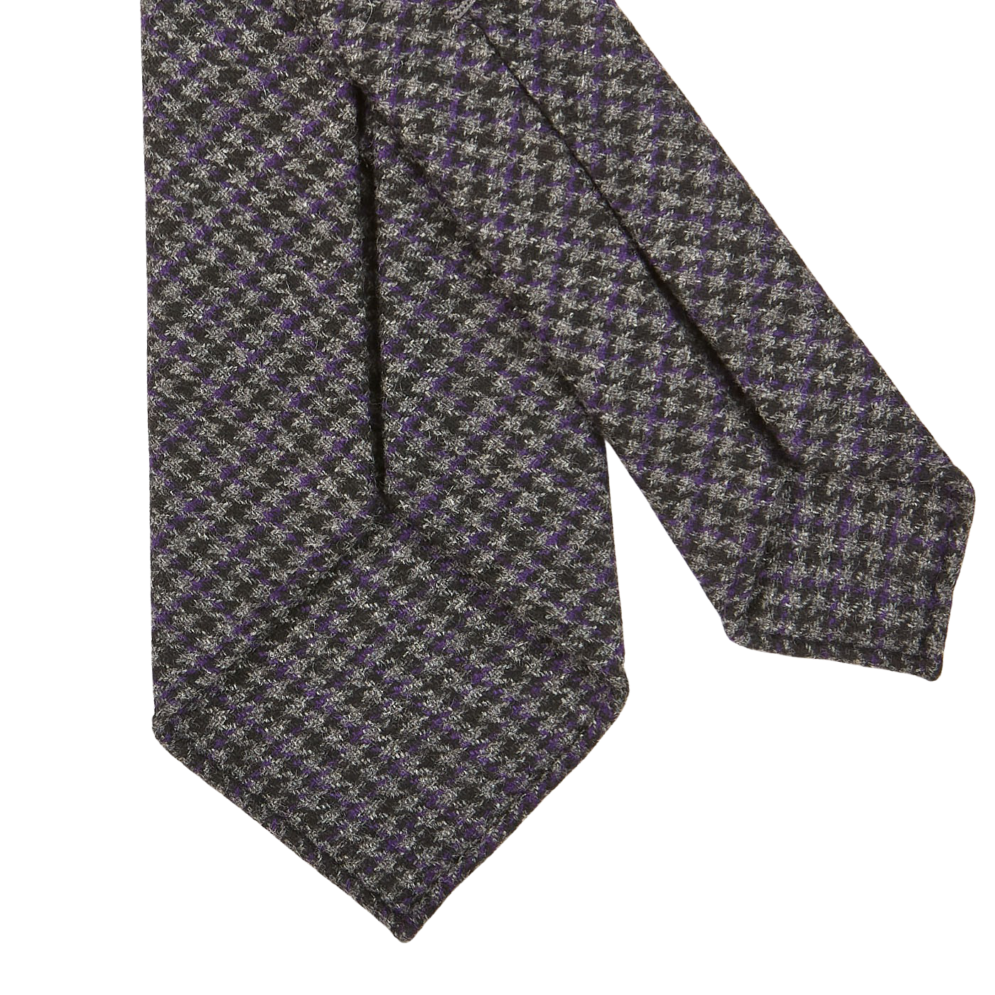 Dreaming of Monday Grey Purple Houndstooth 7-Fold Cashmere Tie Back