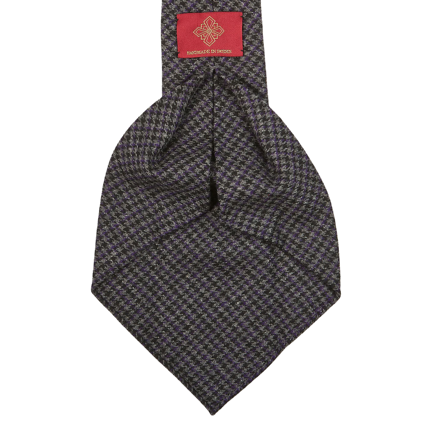 Dreaming of Monday Grey Purple Houndstooth 7-Fold Cashmere Tie Open