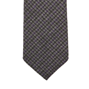 Dreaming of Monday Grey Purple Houndstooth 7-Fold Cashmere Tie Tip