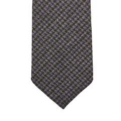 Dreaming of Monday Grey Purple Houndstooth 7-Fold Cashmere Tie Tip