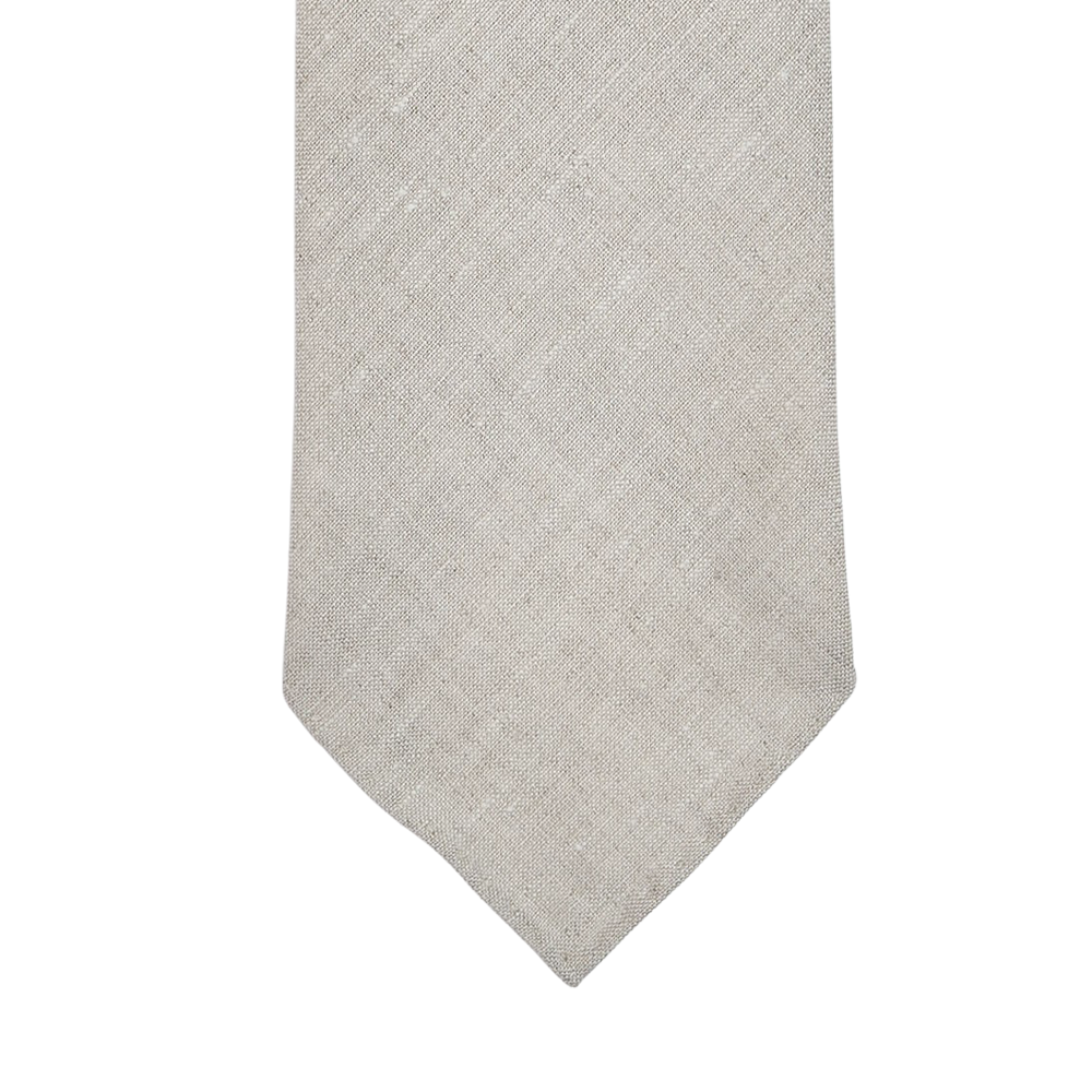 Dreaming of Monday Light Beige 7-Fold Vintage Linen Tie Tip