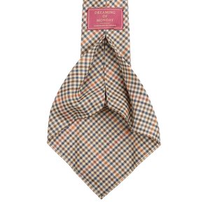 Dreaming of Monday Light Beige Micro Gunclub Checked 7-Fold Wool Tie Open