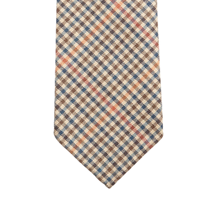 Dreaming of Monday Light Beige Micro Gunclub Checked 7-Fold Wool Tie Tip