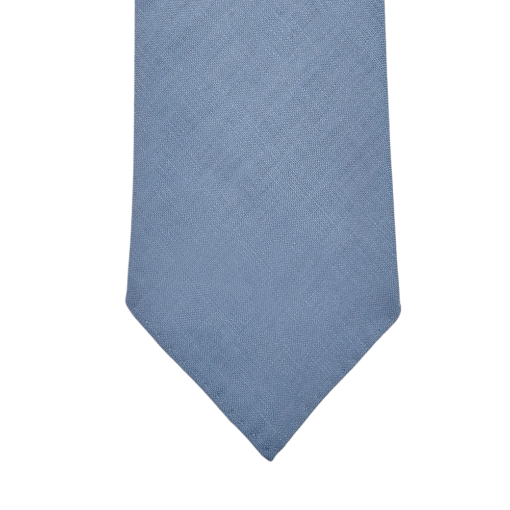 Dreaming of Monday Light Blue 7-Fold Vintage Linen Tie Tip
