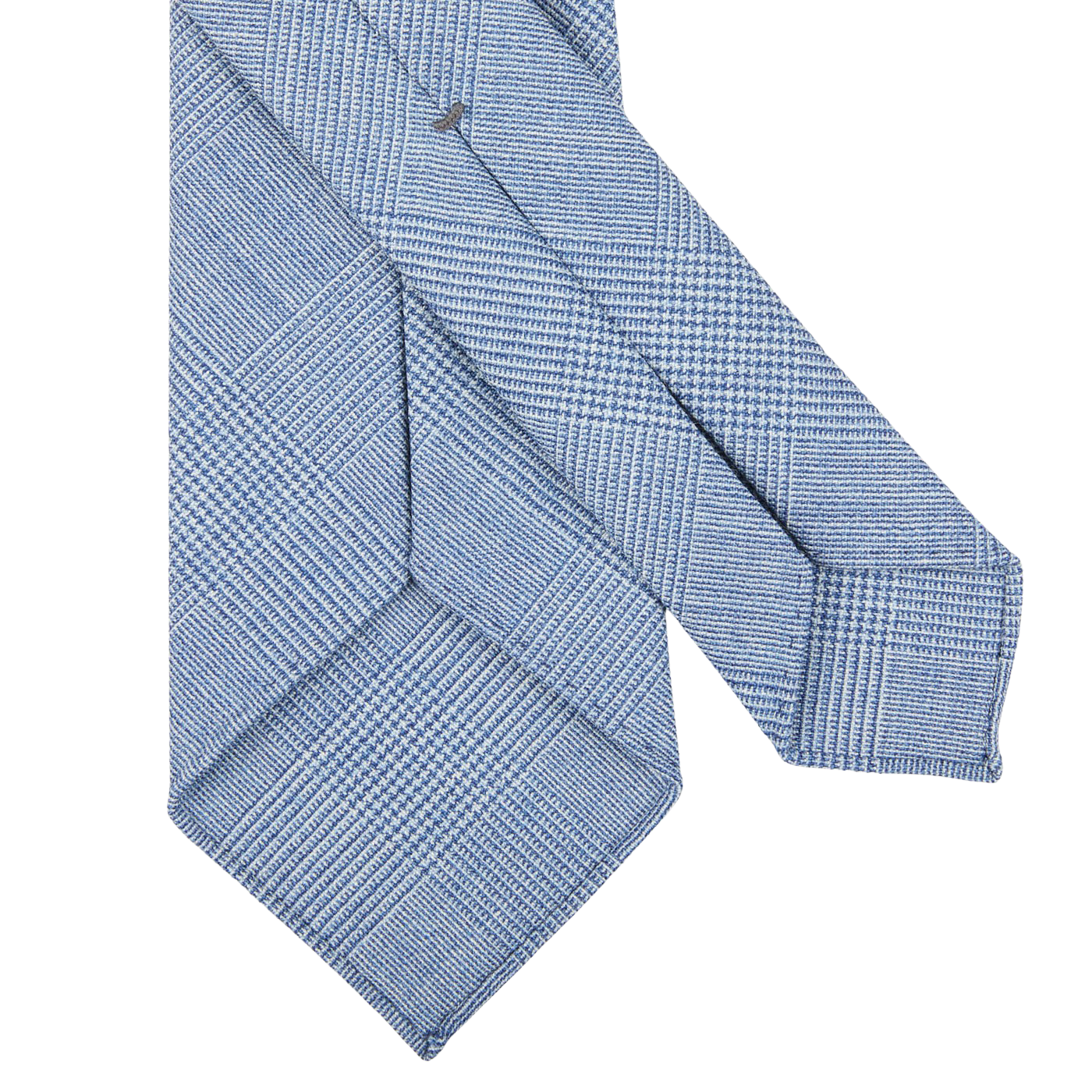 Dreaming of Monday Light Blue Checked 7-Fold Summer Wool Tie Back