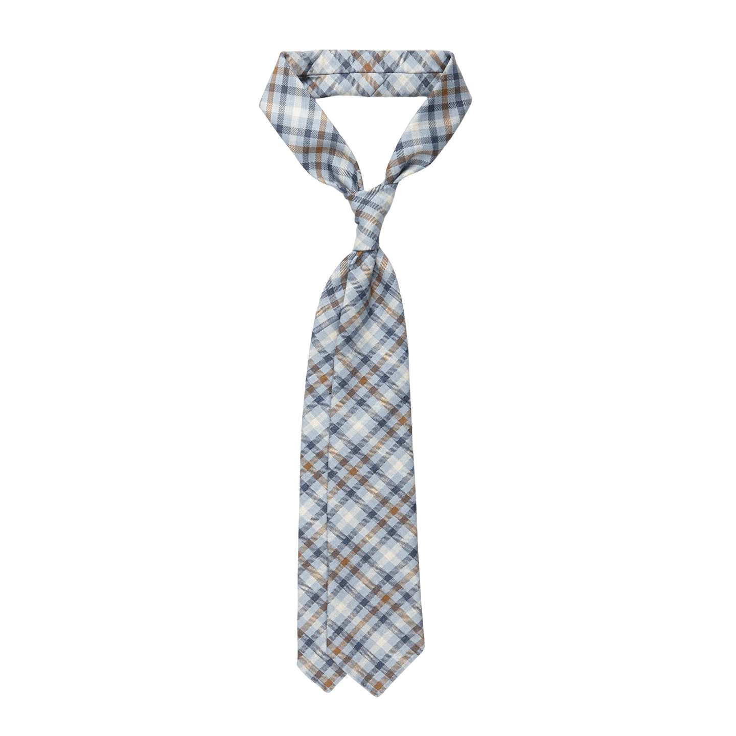 Dreaming of Monday Light Blue Gunclub Checked 7-Fold Wool Tie Feature