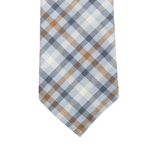Dreaming of Monday Light Blue Gunclub Checked 7-Fold Wool Tie Tip