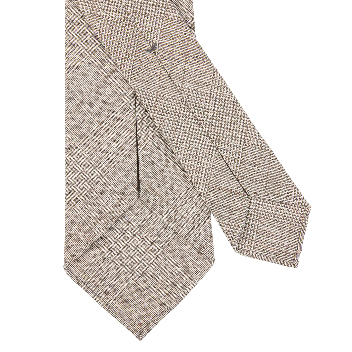 Dreaming of Monday Light Brown Checked 7-Fold Linen Wool Tie Back