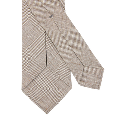 Dreaming of Monday Light Brown Checked 7-Fold Linen Wool Tie Back