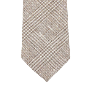 Dreaming of Monday Light Brown Checked 7-Fold Linen Wool Tie Front
