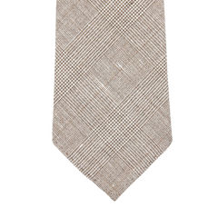 Dreaming of Monday Light Brown Checked 7-Fold Linen Wool Tie Front