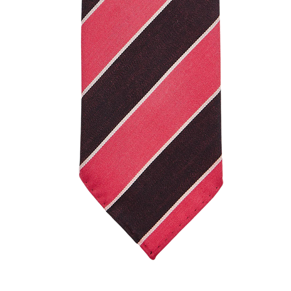 Dreaming of Monday Muted Pink Regimental 7-Fold Wool Tie Tip