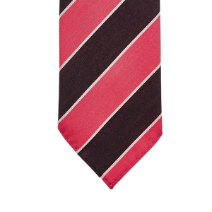 Dreaming of Monday Muted Pink Regimental 7-Fold Wool Tie Tip