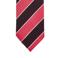 Dreaming of Monday Muted Pink Regimental 7-Fold Wool Tie Tip