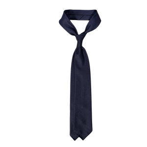 A Dreaming Of Monday Navy Blue 7-Fold Wool Hopsack Tie from Italy.