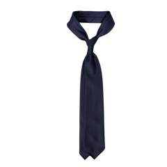 A Dreaming Of Monday Navy Blue 7-Fold Wool Hopsack Tie from Italy.