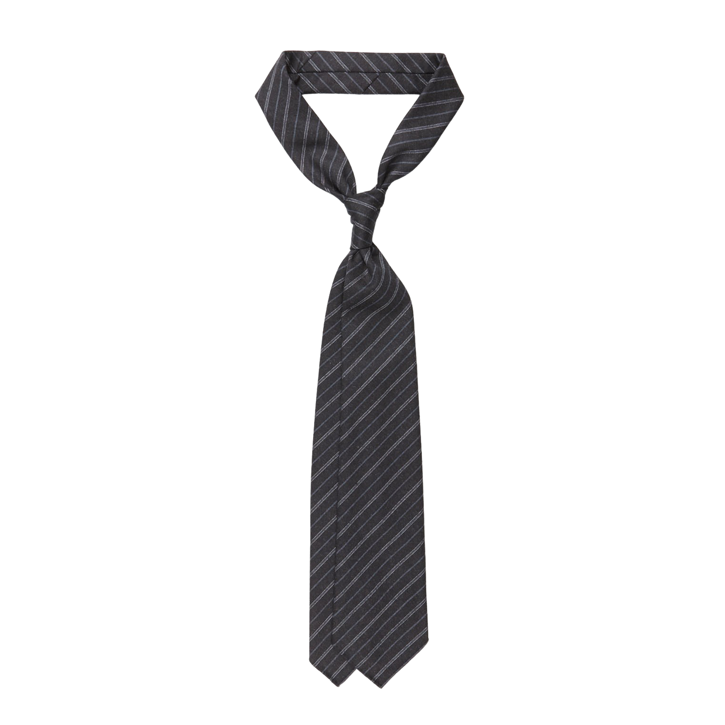 Dreaming of Monday Navy Blue Chalkstripe 7-Fold Vintage Wool Tie Feature