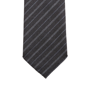 Dreaming of Monday Navy Blue Chalkstripe 7-Fold Vintage Wool Tie Tip