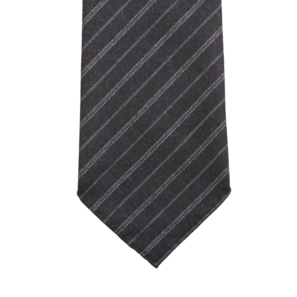 Dreaming of Monday Navy Blue Chalkstripe 7-Fold Vintage Wool Tie Tip