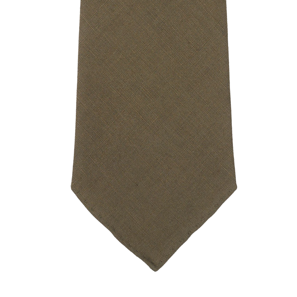 Dreaming of Monday Olive Green 7-Fold Vintage Linen Tie Front