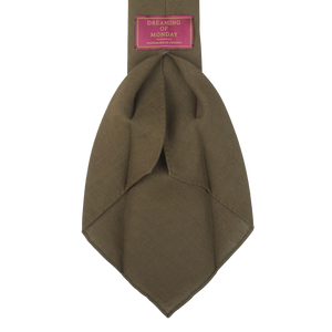 Dreaming of Monday Olive Green 7-Fold Vintage Linen Tie Open