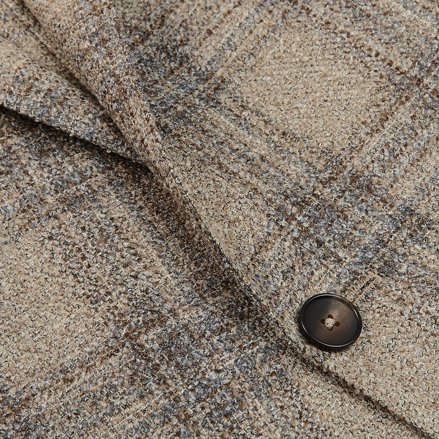 Eduard Dressler Beige Checked Wool Tweed Sendrik Blazer Closed