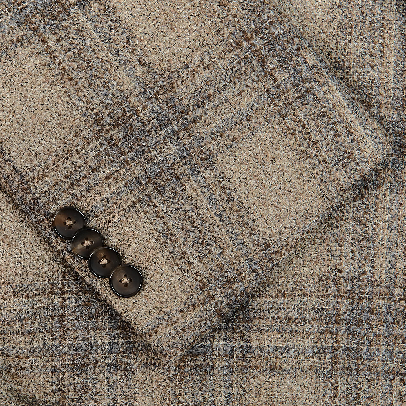 Eduard Dressler Beige Checked Wool Tweed Sendrik Blazer Cuff