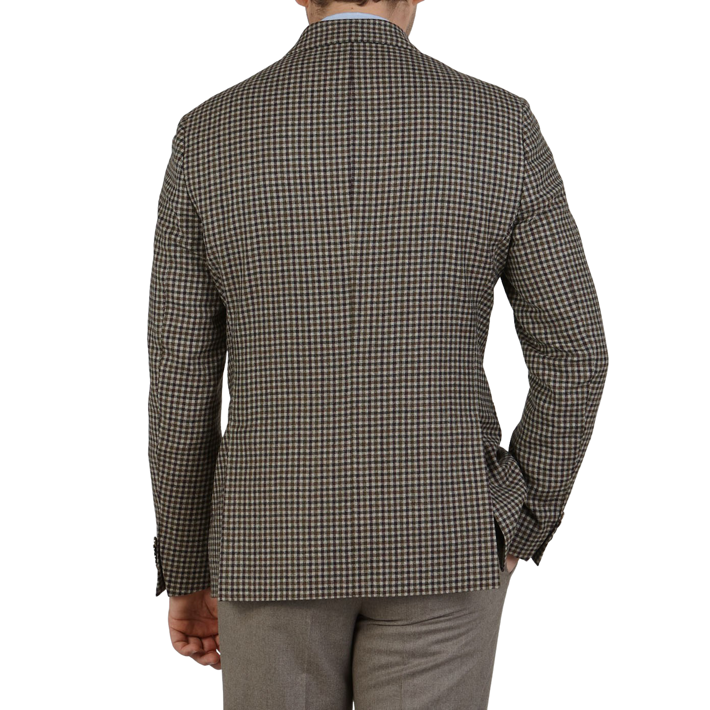 Eduard Dressler Green Checked Wool Tweed Sendrik Blazer Back